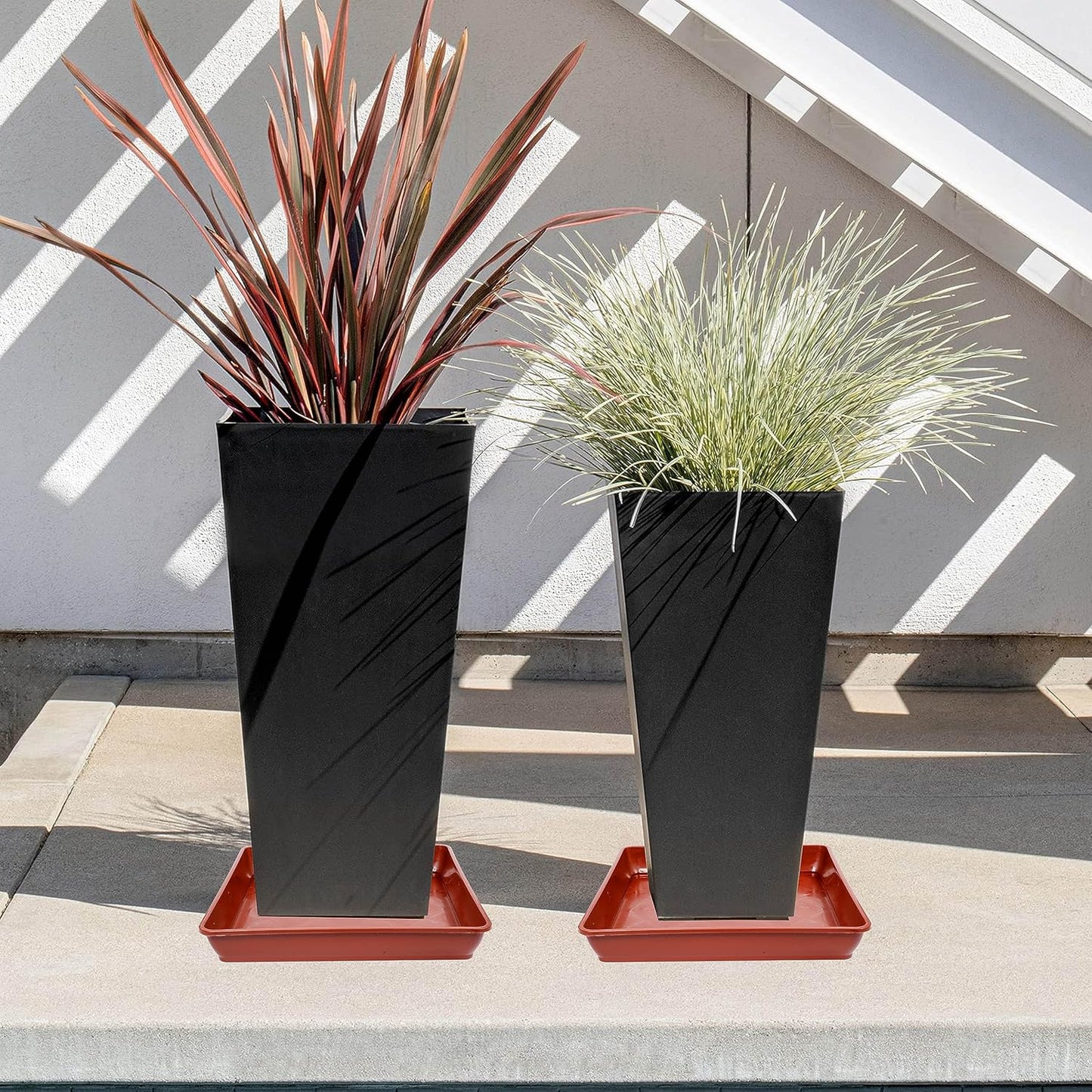 2 Pack Square Plant Saucer 16 Inch, Large Deep Plant Trays for Pots, Duty Plastic Plant Saucer, Heavy Duty Plant Pot Saucers, Planters for Indoors and Outdoors Plants.