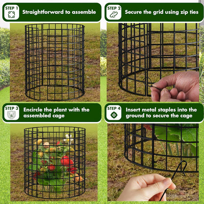 18pcs Plant Protectors from Animals, 6 Pack Metal Plant Cages to Keep Animals Out, 13.5'' Dia x 15'' H Garden Protection from Rabbits Chickens Ducks, Bunny Barricades for Garden