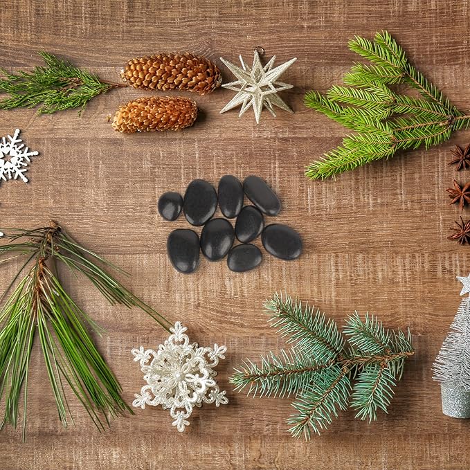 GASPRO 8lb Black River Rocks for Plants, Vases, 1 to 2 Inch Decorative Pebbles for Pots Indoor, High Polished