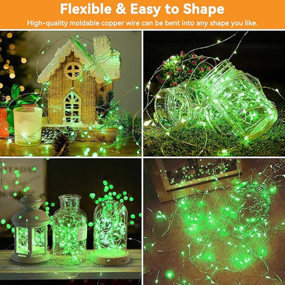 Solar String Lights Outdoor Waterproof 2 Pack Total 66ft 200LED 8 Modes Twinkle Lights Solar Fairy Lights for Patio, Garden Yard Party Wedding Tree Christmas Halloween Decoration, Green