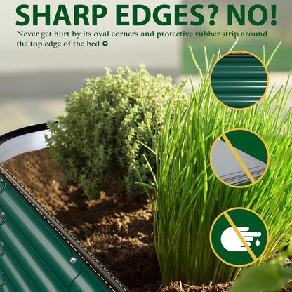 MUPATER 17" H Galvanized Raised Garden Bed, 8x2FT Raised Garden Bed Outdoor for Vegetables, Raised Garden Bed Kit, 9-in-1 Metal Planter Boxes Outdoor for Plants Flowers, Green