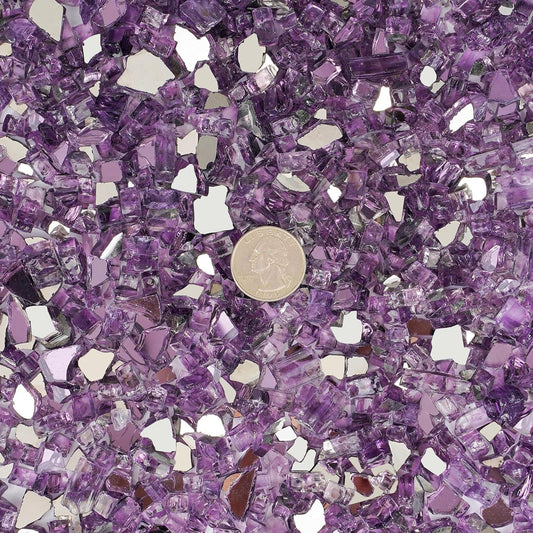Mr. Fireglass 10 Pounds Fire Glass - 1/4 Inch High Luster Reflective Tempered Glass Rocks for Fireplace Fire Pit Table and Landscaping, Purple
