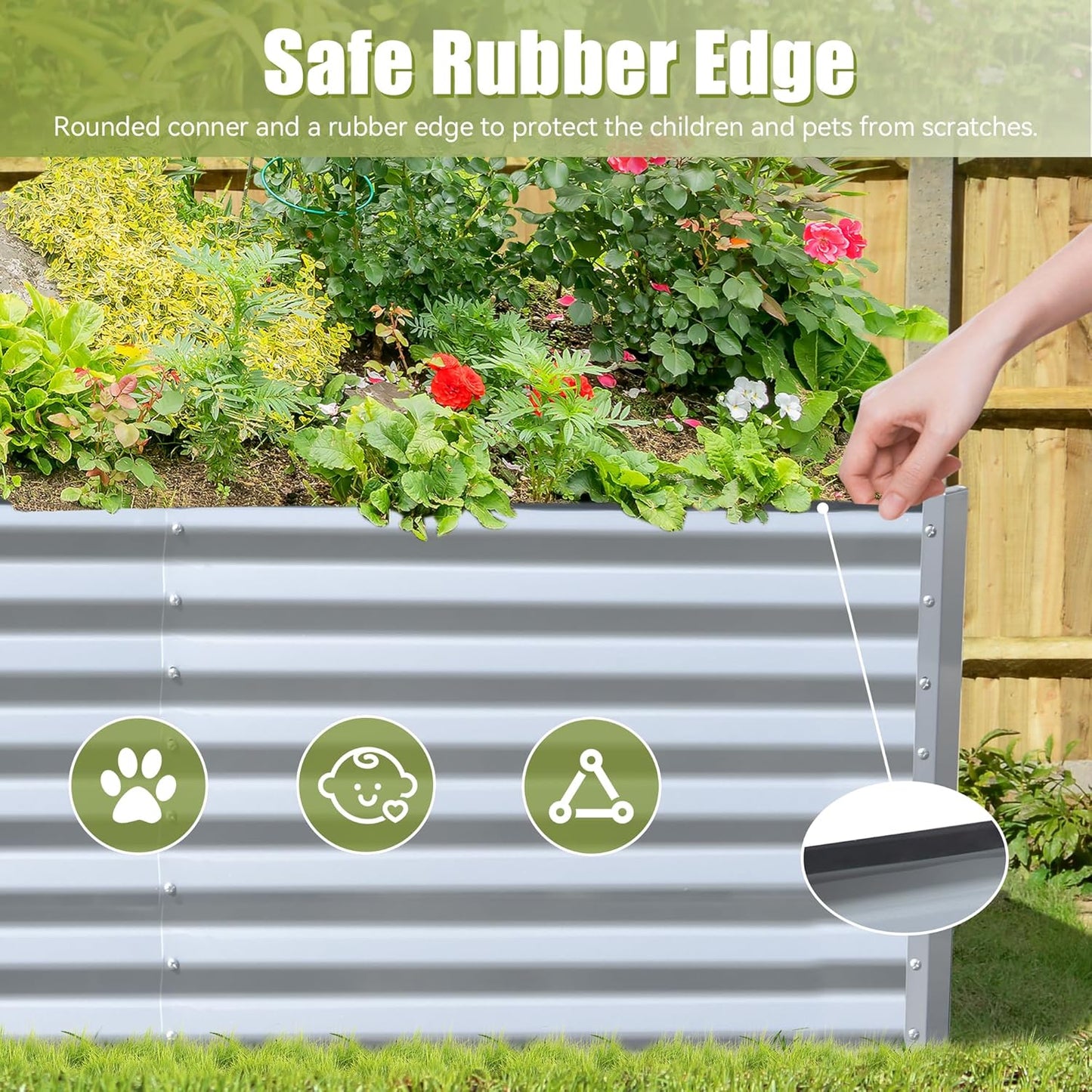 Domi Galvanized Raised Garden Bed, Outdoor Planter Garden Boxes Large Metal Planter Box for Gardening Vegetables Fruits Flowers, Silvery (8x4x2ft)