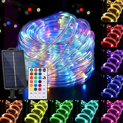 XEWEA Solar Rope Lights Outdoor,16Colors 66LED 39Ft String Light with 20Modes Remote, Solar Powered Rope Tube Lights for Garden Fence Paito Yard Christmas Decoration