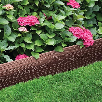 MASTER MARK Terrace Board, Landscape Coiled Edging, Grass Barrier, Bender Board, Flower Bed, Vegetable Garden Borders 5 in. x 40 ft. with 10 Stakes (Brown)
