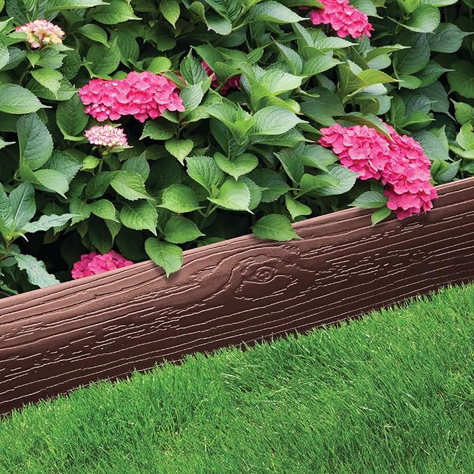 MASTER MARK Terrace Board, Landscape Coiled Edging, Grass Barrier, Bender Board, Garden Borders (Brown) 4 in. x 40 ft. with 10 Stakes