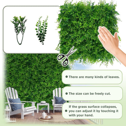 Greenery Faux Grass Wall Backdrop 60"x128" (53.5 SQFT) UV-Anti Artificial Green Boxwood Panel for Patio Balcony Privacy & Ivy Fence Covering Privacy, Garden, Backyard Wall Backdrop Decor
