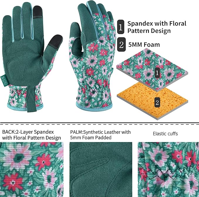 Gardening Gloves for Women and Men, Garden Gloves with Touch Screen, Thorn Proof Puncture Resistant Working Gloves, Gardening Gifts for Women, Size Large