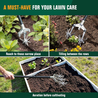 Rotary Cultivator Garden Tiller, Hand Cultivator with Detachable Thicker Tines&Strong Force Handle, Cultivators for Gardening, Rotary Tiller for Soil Mixing, Prepare New Garden