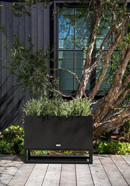 Veradek Block Series Raised Long Box Planter for Patio & Garden | Durable All-Weather Use with Aluminum Stand | Modern Décor for Herbs, Flowers