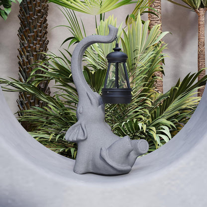 Garden Decoration, Figurine, Lawn Statue, Sculpture Ornament, Animal Figurine - Cat Resin Statue with Lantern (Face Upward)