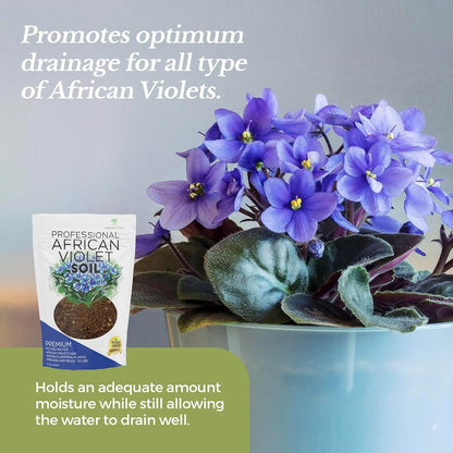 Professional African Violet Plant Soil | Premium All Purpose Blend | Large 2.2 Quarts | Ready to Use for Indoor Flowering Plants | Peat Moss, Coco Coir, Perlite, Dolomite | Made in USA
