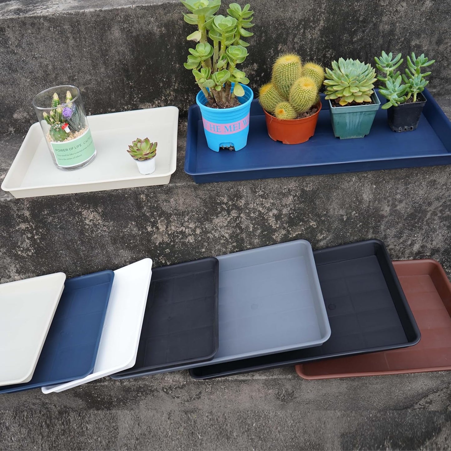 Rectangle Plant Tray, Plant Drip Tray, Plant Pot Saucers, Plant Germination Trays, Plant Saucers, 11'' x 9'' x 1.2'' (2 pack), Chocolate