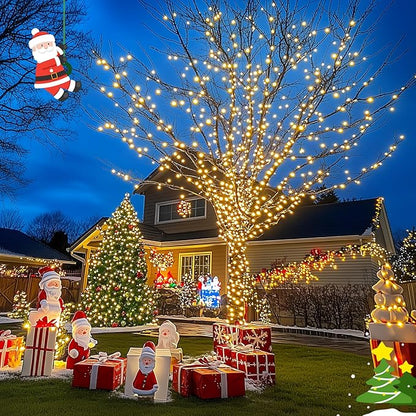 JMEXSUSS 2 Pack Solar Christmas Lights Outdoor Waterproof, Total 66 FT 200 LED Solar String Lights Outdoor, Twinkle Light for Christmas Tree Outside Garden Yard Decor(Warm White)