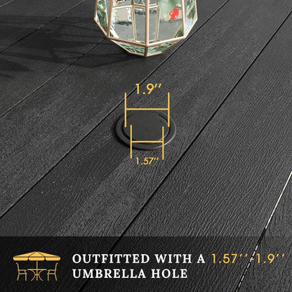 VICLLAX Patio Dining Set for 8, 9 Pieces Outdoor Furniture Set Includes 56.3" Round Patio Table and 8 Patio Stackable Chairs, Outdoor Table and Chairs for Outsides, Black Tabletop and Red Fabric