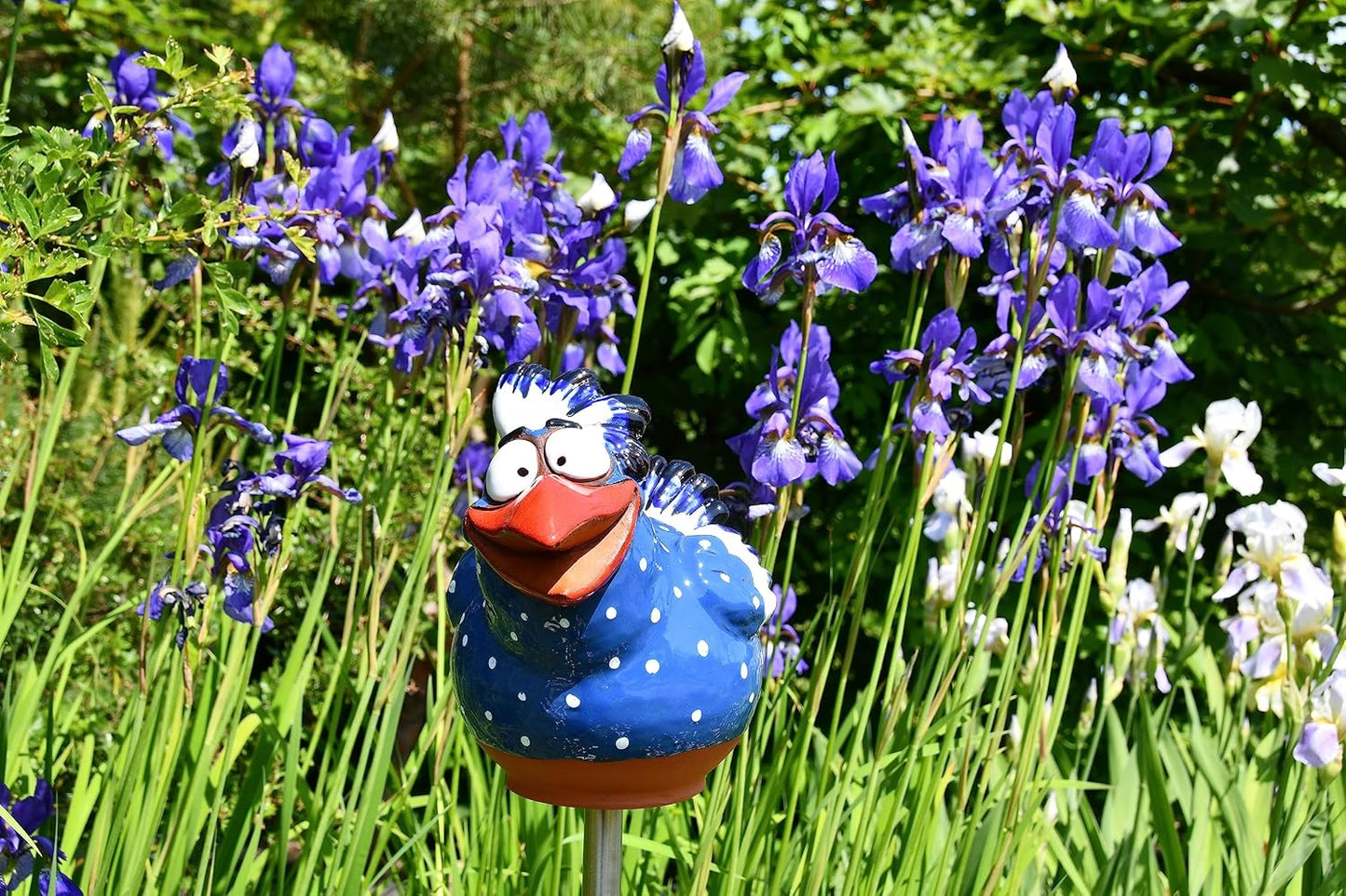 Ceramic Garden Decor - Bird Lawn stake - Outdoor statue - Perfect, unique gifts for gardeners woman, men, yard gifts - Handmade, Frostproof