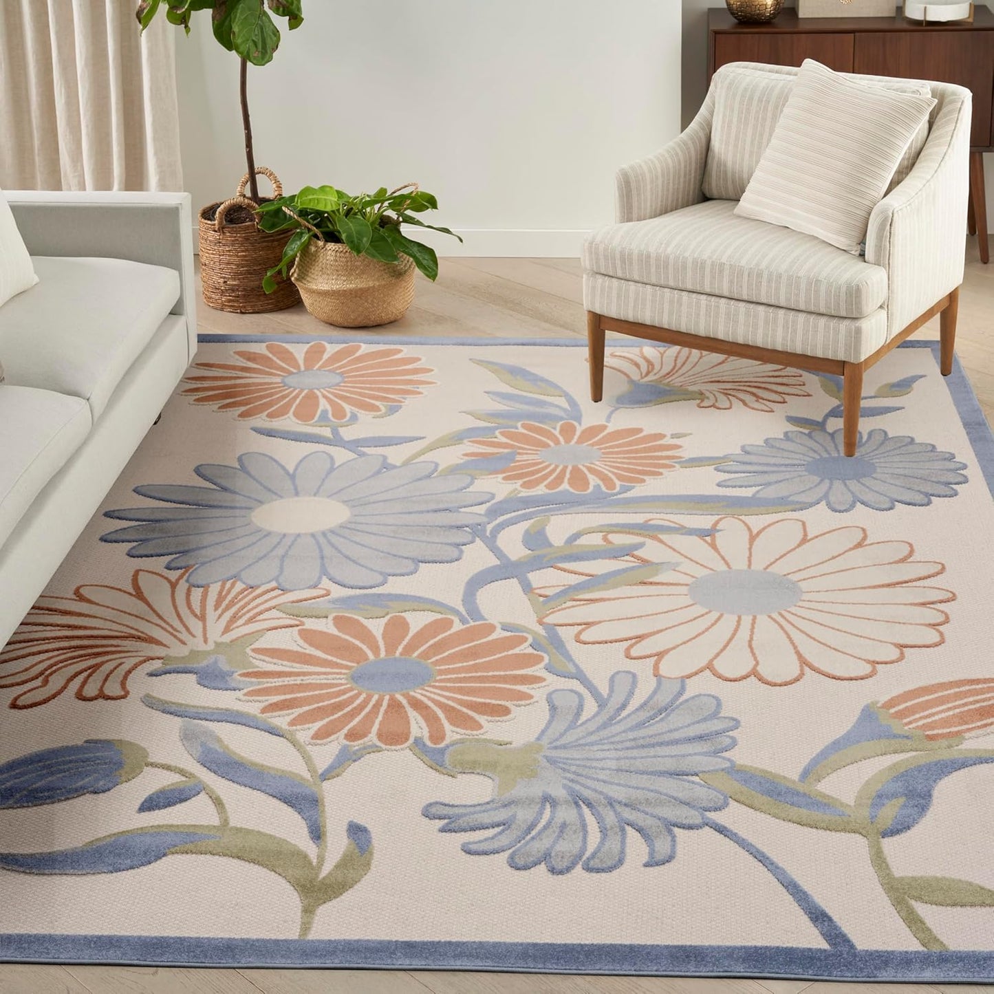 Nourison Home Aloha Beige Multicolor 9' x 12' Area Rug - Easy Cleaning, Non Shedding, Bed Room, Living Room, Dining Room, Kitchen (9' x 12')