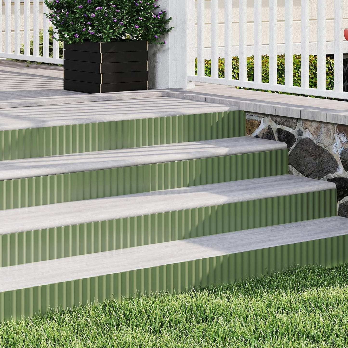 Metal Garden Edging Border, Corrugated Steel Landscaping, DIY for Lawn (Green, 10 Inch x 20FT)