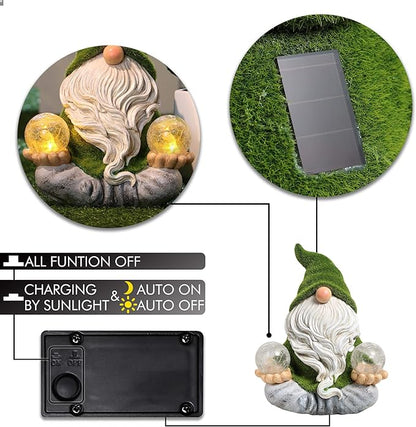 TERESA'S COLLECTIONS Garden Gnomes Decorations for Yard with Solar Lights, Fathers Gifts, Resin Flocked Zen Garden Decor for Outdoor Porch Patio Decor, Yoga Gnome Gifts for Women and Men, 6"