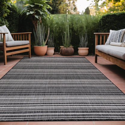 Stripe Outdoor Rug 10x14 Washable Outside Carpet for Indoor Patio Porch Waterproof Easy Cleaning Non Shedding Area Rugs Dark Gray 10 x 14