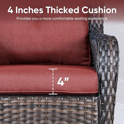 Outdoor Chair Cushions for Patio Furniture - 1 Pack Outside High Back Thick Water-Resistant Cushion 22x24 with Zipper Cover for Wicker Glider Rocking Chairs Loveseat Couch – Red/Buckle