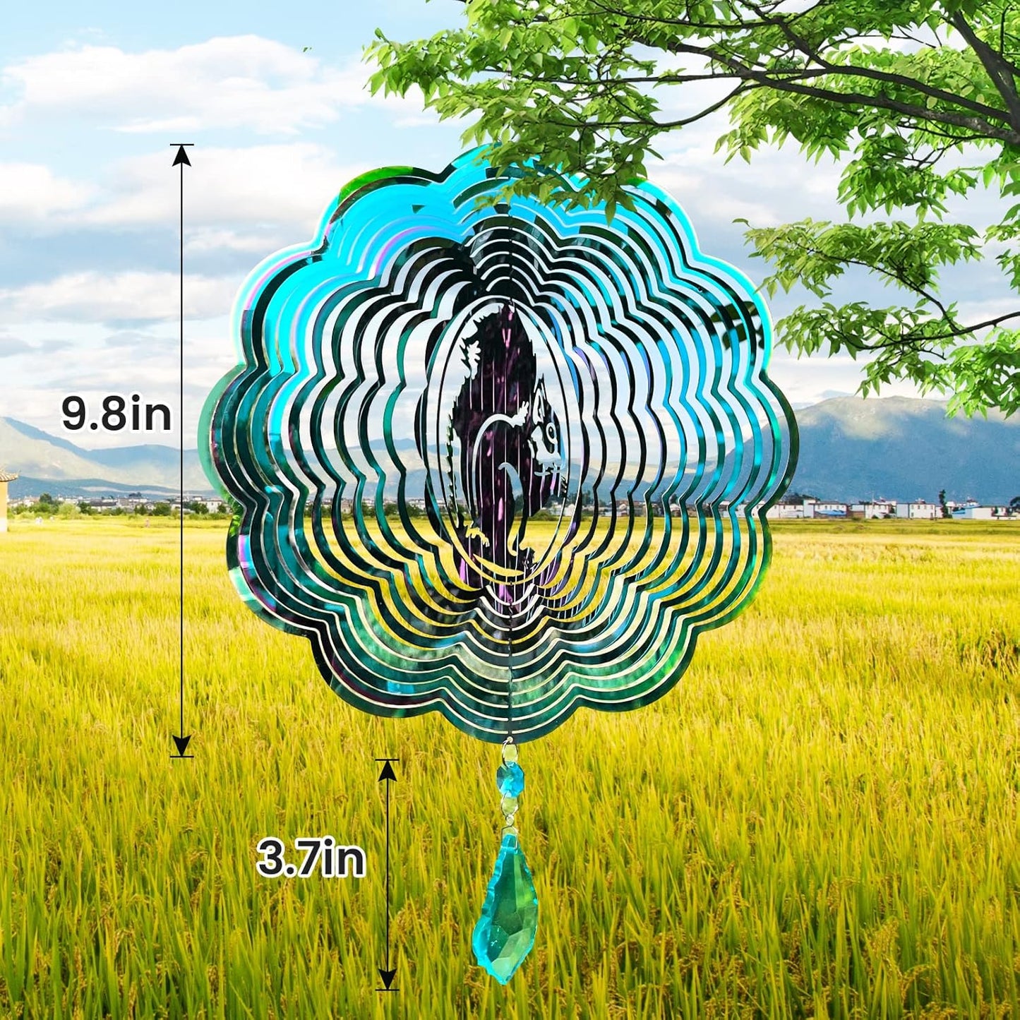Wind Spinner, Hanging Wind Sculptures,Wind Spinners for Yard and Garden Decor,Yard Decorations Outdoor,Hanging Art Ornaments for Garden Yard Balcony Decor (Squirrel)