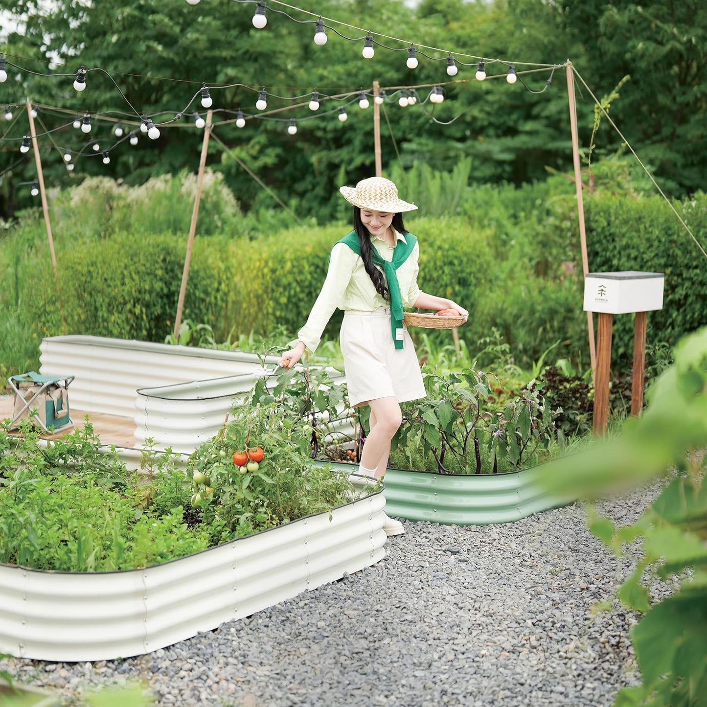 DaisyVibe Raised Garden Bed Kit, Planter Raised Garden Boxes Outdoor, Oval Large Metal Raised Garden Beds for Vegetables Flowers (Green, 6.5ftx2ftx1ft)