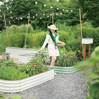 DaisyVibe Raised Garden Bed Kit, Planter Raised Garden Boxes Outdoor, Oval Large Metal Raised Garden Beds for Vegetables Flowers (Green, 6.5ftx2ftx1ft)