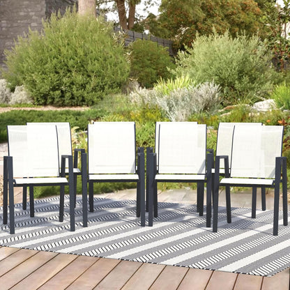 Outdoor Patio Chairs Set of 8, Oyster Beige Stackable Outdoor Chairs, Lightweight Patio Set with High Back, Metal Dining Chair for Lawn, Garden, Yard and Deck
