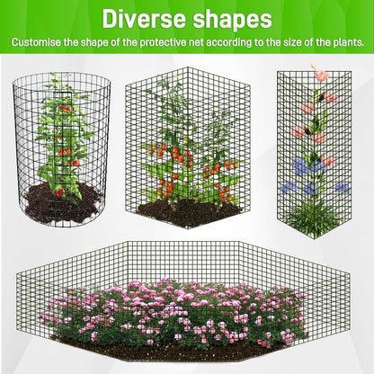 8pcs Plant Protectors from Animals, 24"x 12" Wire Plant Protector, Wire Cages for Plants with Stakes and Cable Ties, Metal Plant Cages for Plants, Vegetables, Flowers