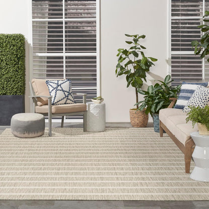 Nourison Home Positano Indoor/Outdoor Grey Ivory 9' x 12' Area Rug, Easy Cleaning, Non Shedding, Bed Room, Living Room, Dining Room, Backyard, Deck, Patio (9x12)