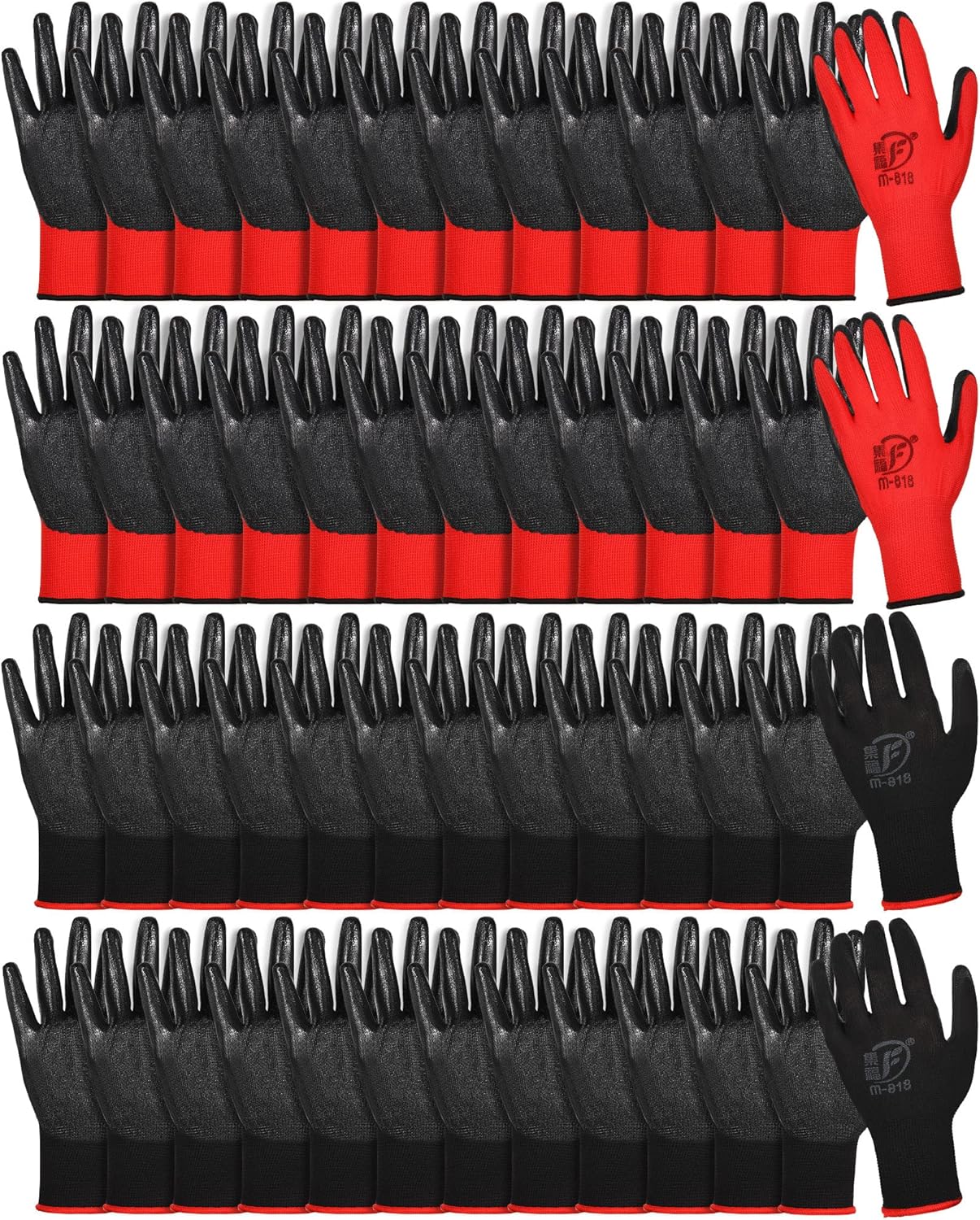 Nuogo 48 Pairs Gardening Gloves for Men Women Rubber Coated Safety Work Gloves Bulk for Gardening Construction Work