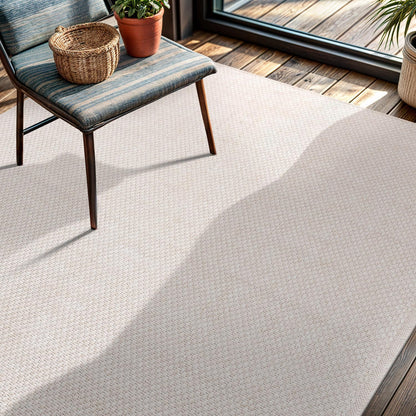 CAMILSON Easy Jute Rug 4x6, Indoor Outdoor Off-White Farmhouse Area Rugs for Living Room Patio and Kitchen Rug, Solid Woven Design, Easy-Cleaning, Washable Outside Carpet Alfombras (4 x 6)