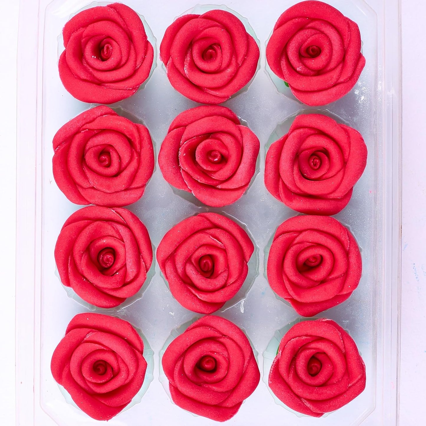 Confect Edible Neon Pink Roses – 12-Pack Edible Roses for Cake Decoration – Bold Floral Toppers for Desserts- Vegan, Gluten-Free, Nut-Free, Soy-Free, Dairy-Free, Palm Oil-Free