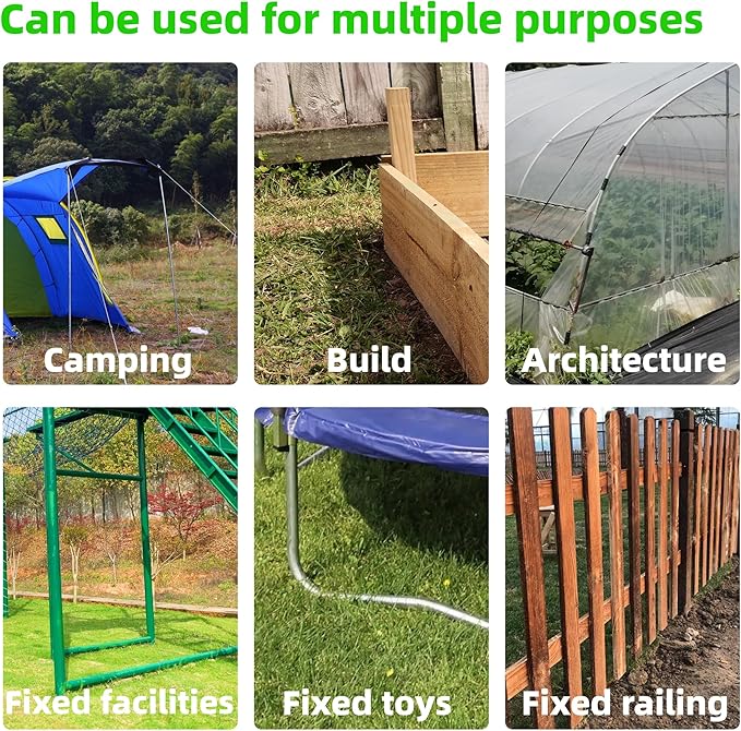 11 Pack Ground Garden Rebar Stakes Rebar 12 Inch Anti-Rust Galvanized Steel U Shape Hook Heavy Duty Ground Anchors for Tents, Position Kits,Fences, and Trampolines Landscape Fabric