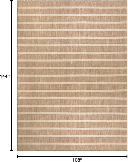 Nourison Home Positano Indoor/Outdoor Beige Ivory 9' x 12' Area Rug, Easy Cleaning, Non Shedding, Bed Room, Living Room, Dining Room, Backyard, Deck, Patio (9x12)
