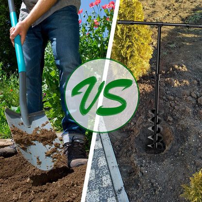 LONGRUN T-Shaped Garden Auger Drill Bit for Planting, Hand Operated Spiral Post Hole Digger, Easy Rapid Planter for Bulbs Flowers, Trees, Seedlings Planting, Bedding, Umbrella Holes-4 & 6x38 Inch Set