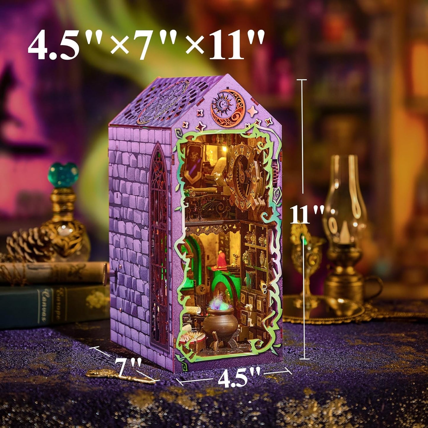Book Nook Kit for Halloween Decorations, DIY Miniature House Kit, 3D Puzzle Halloween Decor for Adults and Teens, Dollhouse Booknook to Build Sacry Home Décor