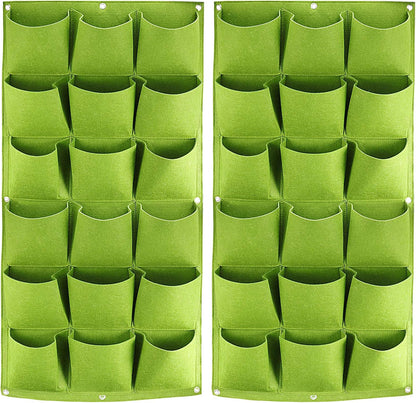 ZOENHOU 2 Pack Total 36 Roomy Pockets Green Vertical Garden Planter, Wall-Hanging Flower Pot Bags, Felt Wall Mount Balcony Planter Pouch for Herbs, Succulent, Flowers and Vegetables