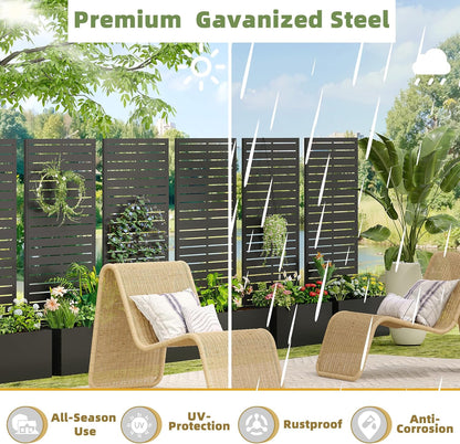 Casaphoria Metal Raised Garden Bed with Trellis, 59"x30"x12" Planter Box for Climbing Plants, Vegetables & Vines, Features Drainage Holes and Privacy Screen (Black-Louvered)