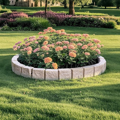 VEVOR Faux Stone Landscape Edging, No Dig Garden Edging Border, Flexible Blocks for Lawn Edging, Flower Beds, Driveway, Yards with 12 Spikes, 4 Pack 24 Bricks 16FT Kit, 46.9" Lx 4" W x 6" H, Beige