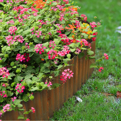 Worth Pre-Rusted Wide-Corrugated Garden Edging, 6" x20Ft Sturdy Steel Landscape Edging Bendable Metal Lawn Long Strips Border for Raised Flower Bed Tree Surrounds