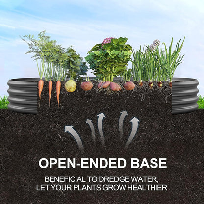 Land Guard 6×3×1 ft Galvanized Raised Garden Bed Kit， Raised Garden Boxes Outdoor, Oval Metal Raised Garden Beds for Vegetables, Flowers, Herbs（Grey）……