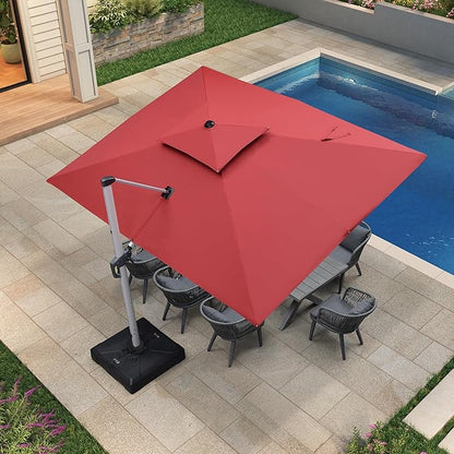 PURPLE LEAF Rectangle Patio Umbrella 9' X 12' Large Cantilever Umbrella, Terra