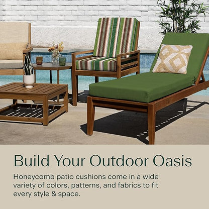 Honeycomb Outdoor Highback, 21 x 42, Stripe Pine Green Chair Cushion for Patio Furniture