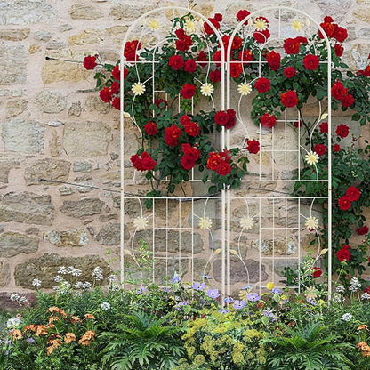 LZRS 4 Pack 71x20in Rustic Iron Arch Decoration Garden Trellis with Black Metal Coating – Perfect for Supporting Climbing Plants Outdoor, Roses, Vines, Flowers, and Vegetables.