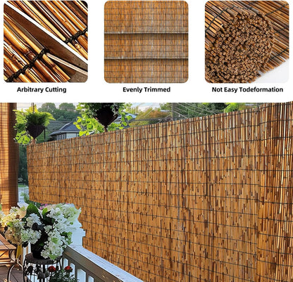 Natural Reed Fencing, Eco-Friendly Reed Fence, 5 feet High x 16.44 feet Long, Reed Screen for Backyard Patio Garden and More,Brown