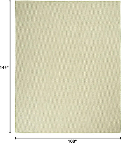 Nourison Courtyard Indoor/Outdoor Ivory Green 9' x 12' Area Rug, Geometric, Easy Cleaning, Non Shedding, Bed Room, Living Room, Dining Room, Deck, Patio, Backyard (9x12)
