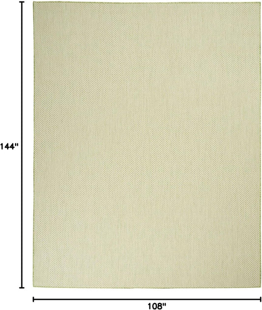 Nourison Courtyard Indoor/Outdoor Ivory Green 9' x 12' Area Rug, Geometric, Easy Cleaning, Non Shedding, Bed Room, Living Room, Dining Room, Deck, Patio, Backyard (9x12)