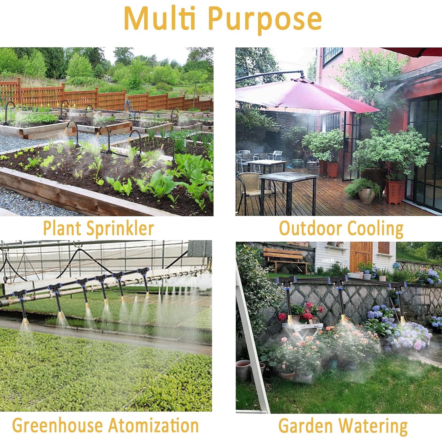 360°Bendable Automatic Irrigation System, 49.21Ft Adjustable Garden Watering Misting System for Outdoor Cooling System, Greenhouse, Yard, Lawn, Plant, Water Mister Nozzles Thread Sprayer 0.043"